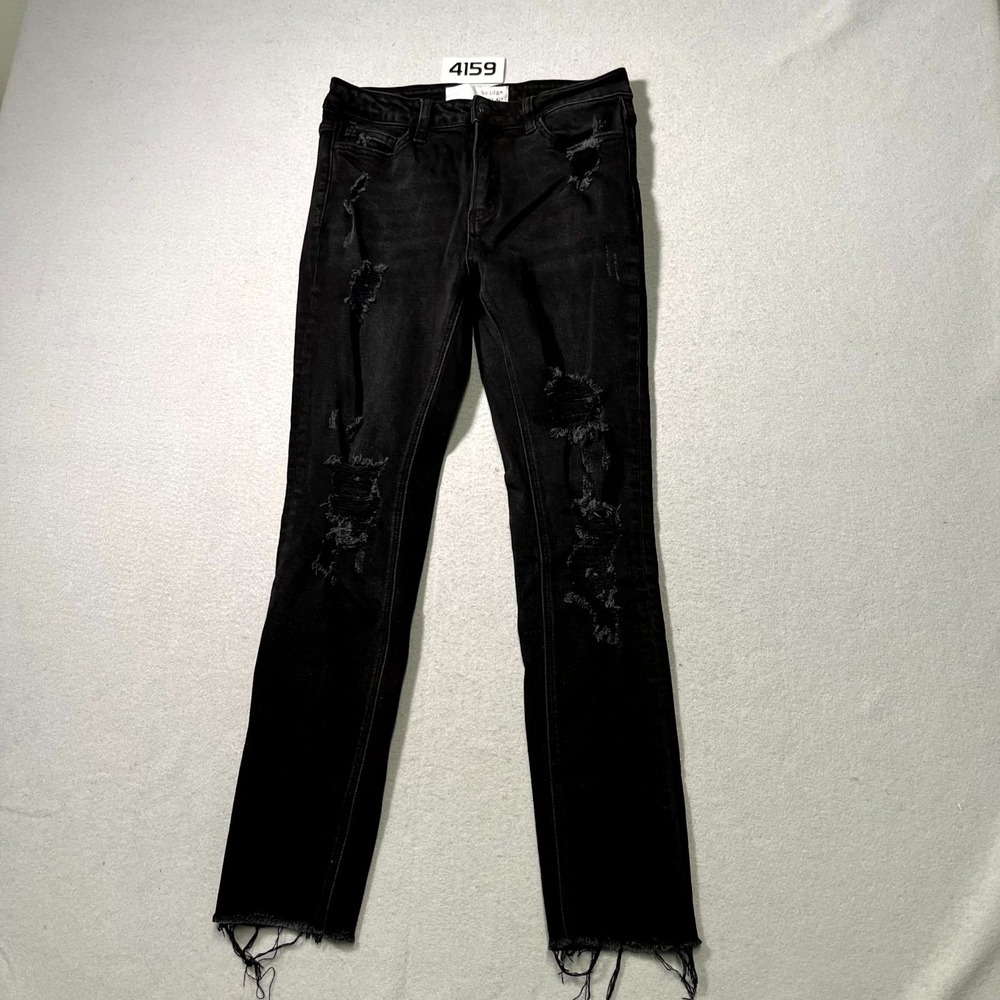 Bridge by Gly Jeans Women 28 Black Denim Stretch High Rise Distressed Skinny Leg